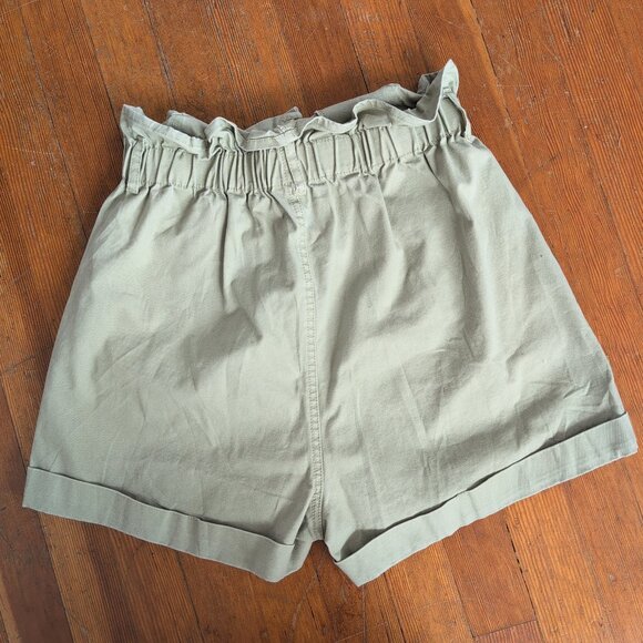 ASOS High Waisted Paperbag Light Green Shorts - Picture 2 of 15